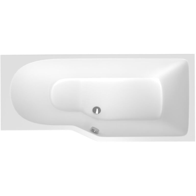 Siko - 160x80 cm Beata Plus baignoire bain douche asymétrique en acrylique positionnement droite, sans pieds, blanc (BE1600PPLUS)