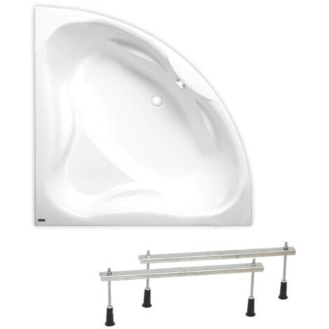 Siko Laguna Cornelia Eckbadewanne mit Füßen, 140x140 cm, Acryl, Links und Rechts, Weiß (CO1400NEW-SET) )