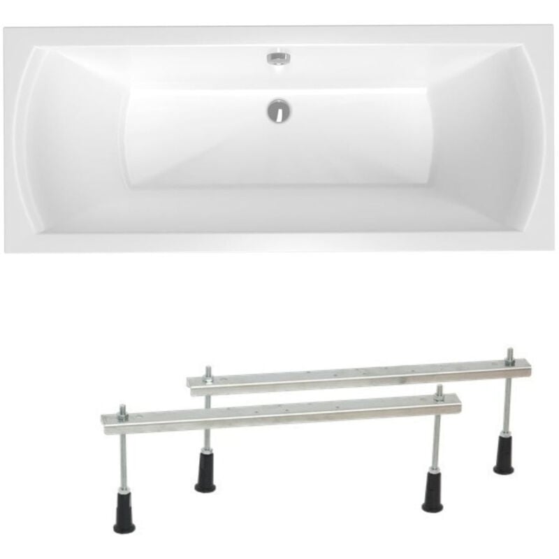 Siko - 160x70 cm Cube Way Plus baignoire rectangulaire avec pieds, Acrylique, Gauche et Droite, Blanc (CUB1600PLUS-SET)