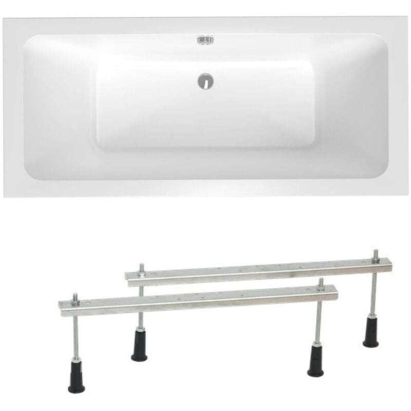 Siko - 170x75 cm Nora Plus baignoire rectangulaire avec pieds, acrylique, gauche et droite, blanc (NO1700PLUS-SET)