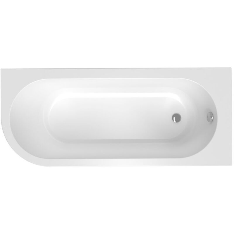 Siko - 170x72,5 cm Rajka baignoire asymétrique en acrylique, droite, sans pieds, blanc ( VRAJ170P)