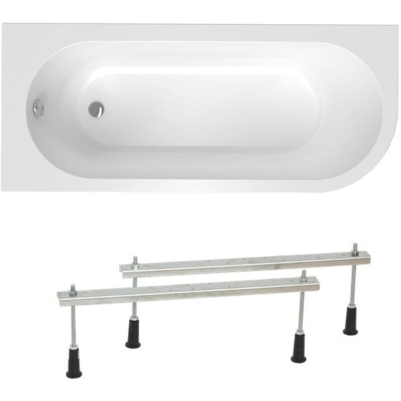 Siko - 170x72,5 cm Rajka baignoire asymétrique avec pieds, Acrylique, Gauche, Blanc ( VRAJ170L-SET)