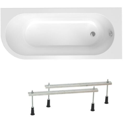 Siko Laguna Rajka Vasca asimmetrica con piedini , 170x72,5 cm, acrilico, destra, Bianco (SIKOVRAJ170P-SET )