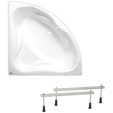 Siko Laguna Royale Eckbadewanne mit Füßen, 150x150 cm, Acryl, Links und Rechts, Weiß (RO1500NEW-SET)