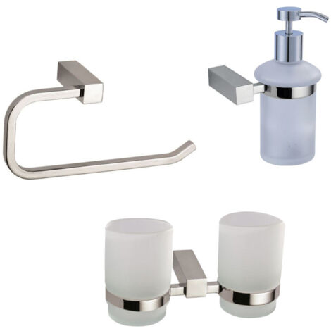 Accessoires de Salle de Bains 7 Pièces Chrome Porte-Papier Serviette