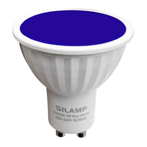Silamp – Ampoule LED GU10 7W 220V bleu – 550 lumens – Angle d'éclairage 80° – Durée de vie 25 000 heures – Pour éclairage décoratif