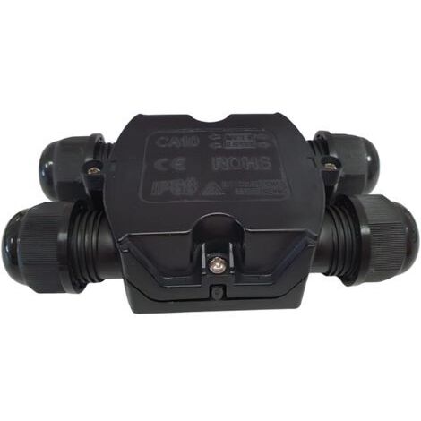 Silamp – Connecteur étanche 2 entrées 2 sorties IP68 noir – Résistant à l'eau et à la poussière – Pour éclairage extérieur piscine et jardin