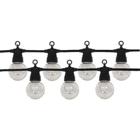 Silamp – Guirlande lumineuse d'extérieur 13m 20 ampoules LED 6W IP65 – Câble noir pour ambiance festive – Résistante aux intempéries - 20pcs
