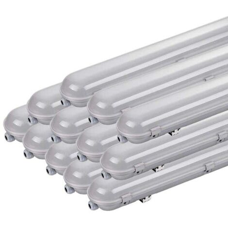 Silamp – Pack de 12 réglettes LED étanches T8 120cm IP65 – Installation directe 220V – Pour environnements humides et poussiéreux