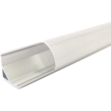 Silamp – Profilé aluminium angle 1m pour ruban LED – Couvercle blanc opaque en PVC – Diffusion lumineuse homogène – Installation facile