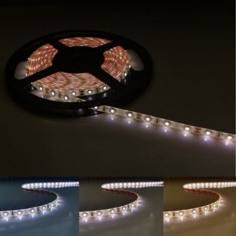 Silamp – Ruban LED 12V 5M 5050 IP44 60LED/m – Blanc froid 6000K – Dimmable pour éclairage décoratif intérieur – 3350 lumens