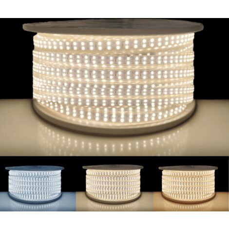 Silamp – Ruban LED 220V double rangée 50M – 9W/m – IP65 étanche – Blanc froid 6000K – 180 LED/m pour éclairage professionnel - 180LED