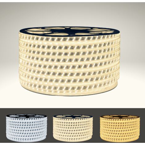 Silamp – Ruban LED 220V recoupable 50M IP65 2835 180LED/m triple rangée – 60000 lumens pour éclairage intérieur et extérieur – Résistant à l'eau et à la poussière