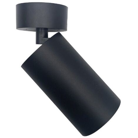 Silamp – Spot LED en saillie noir orientable 360° pour ampoule GU10 – Aluminium robuste – Prêt à installer au mur – Éclairage intérieur