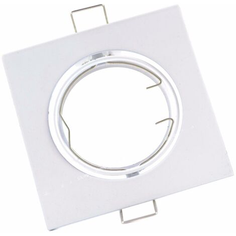 Silamp – Support spot encastrable GU10 LED orientable carré blanc – Acier inoxydable – Pour salles de bain et cuisines – 50mm diamètre ampoule