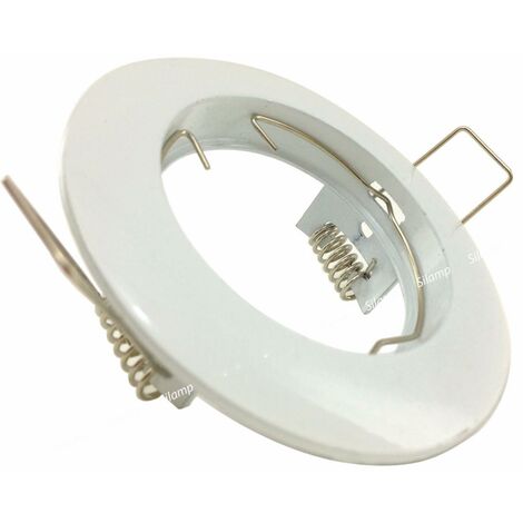 Silamp – Support spot encastrable GU10 LED rond blanc 72mm – Acier inoxydable résistant à l'humidité – Pour cuisine et salle de bain
