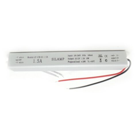 Silamp – Transformateur 220V 12V 18W DC 1.5A – Compatible rubans LED – Alimentation stable pour éclairage intérieur – Usage professionnel