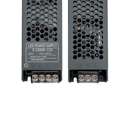 Silamp – Transformateur 220V 12V 200W IP20 DC 16.5A – Alimentation pour rubans LED 12V – Installation intérieure uniquement – Protection court-circuit