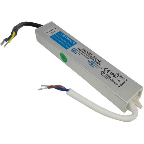 Silamp – Transformateur 220V 12V 20W DC 1.67A étanche IP67 – Alimentation pour rubans LED – Installation intérieure et extérieure