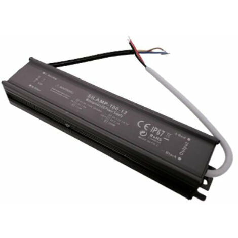 Silamp – Transformateur 220V 12V IP67 100W DC 8.3A – Alimentation sécurisée pour éclairage extérieur – Protection contre surtensions et courts-circuits