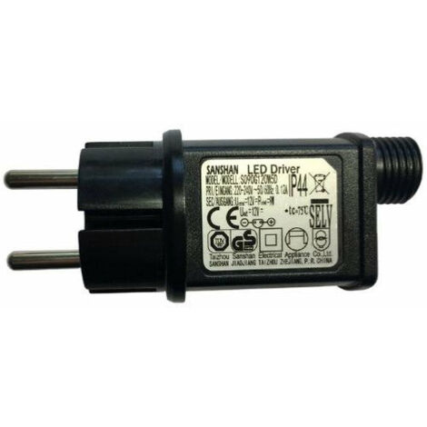 Silamp – Transformateur pour guirlande LED 12V 9W IP44 – Résistant à l'humidité – 8 modes d'éclairage – Compatible guirlandes 12V