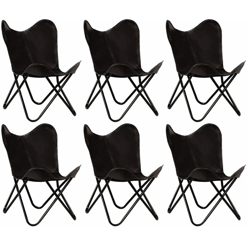 

vidaXL Sillas Butterfly para Niños Cuero Auténtico 6 Unidades Negro - Negro