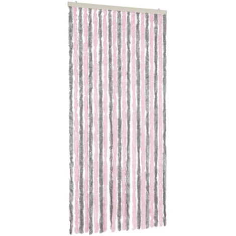 Silber-grauer und rosa Fliegenschutzvorhang 90x200 cm Chenille