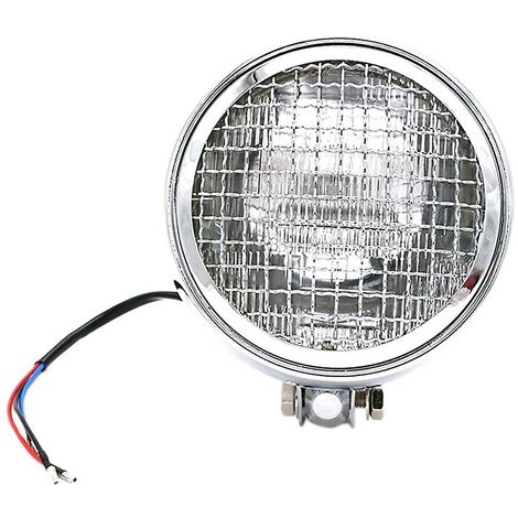 Silber + weiß Retro Vintage Motorrad Universal Led Scheinwerfer mit Grille Motorrad Beleuchtung Kopf