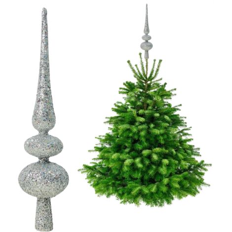 Silberne Christbaumspitze - Glitzer Christbaumspitze 29 cm