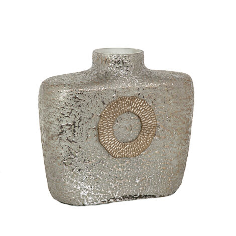 Silberne Glasvase mit goldenem Metalldeckel 31x14x30cm