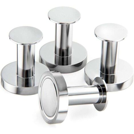 Silberne magnetische Garderobe zum Aufhängen von Mänteln und Taschen, 4 extrem starke Wandhaken, Garderobe für die Tür mit seltenem Neodym-Metallmagnet, Kühlschranktürhaken