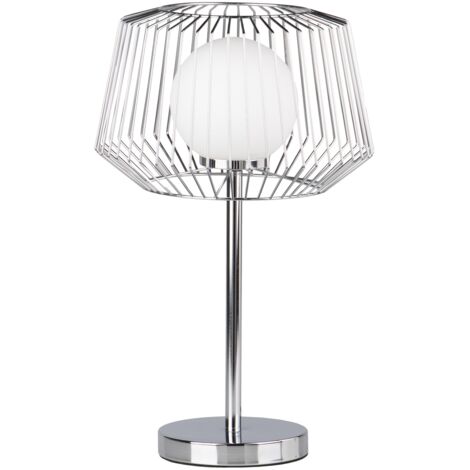 Silberne Metall-Tischlampe Weiß 32X32X52Cm
