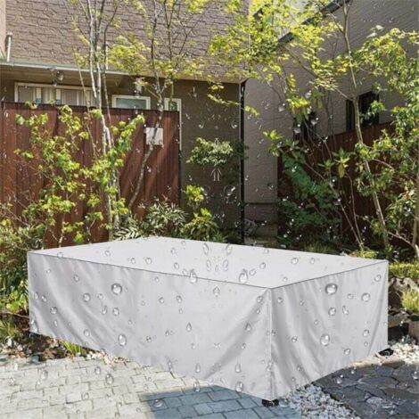 Silberne Schutzhülle für Gartenmöbel, geeignet für alle Größen von Gartenmöbeln und Sitzgruppen, rechteckig, UV-Schutz, 210D Oxford-Gewebe, 250 x 200 x 80 cm