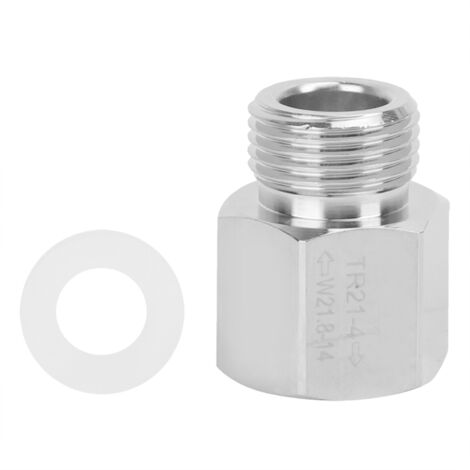 Silberner CO2-Flaschenadapter, TR21-4 Innengewinde auf W21.8-14 Außengewinde