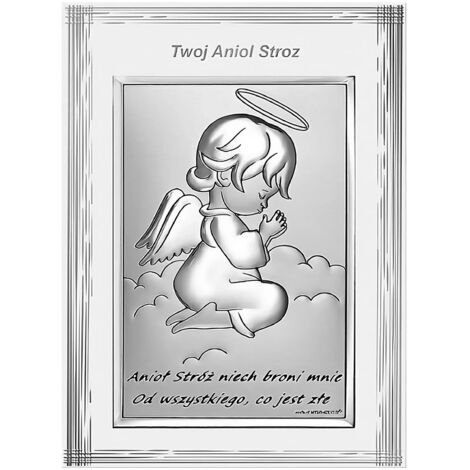 Silbernes Engelbild - Ihr Schutzengel - Geschenk zur Taufe 6667SF 9 x 12 cm