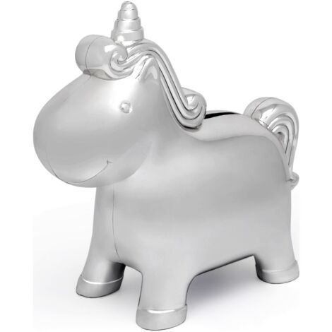 Silbernes Sparschwein für Kinder, elegant, Einhorn-Geschenk  Größe: 140x67x132 mm  Artikelnummer: ZV6164061
