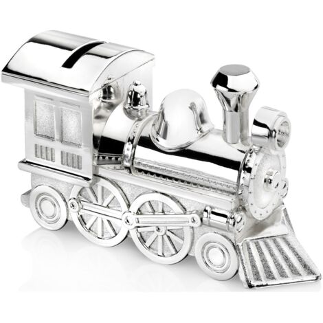 Silbernes Sparschwein für Kinder, elegantes Lokomotiv-Geschenk  Größe: 54x147x85 mm  Artikelnummer: ZV6752261