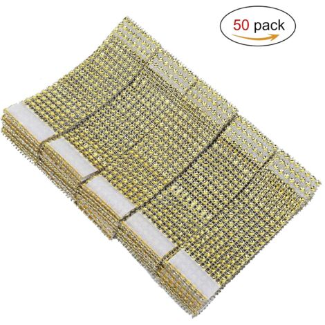 Silbernes Strass-Serviettenring-Set mit Schleife zur Dekoration, 50 Stück