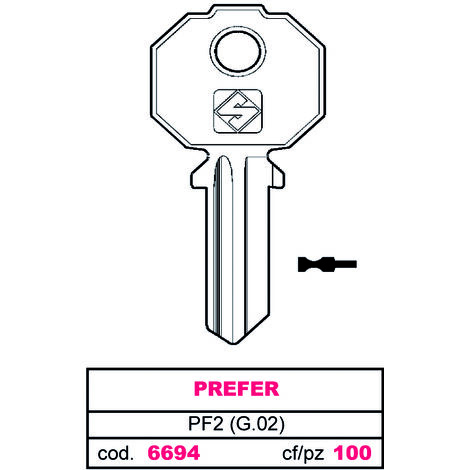 Silca chiave asc pf2 (g.vac 0) prefer (20 pezzi) - Silca