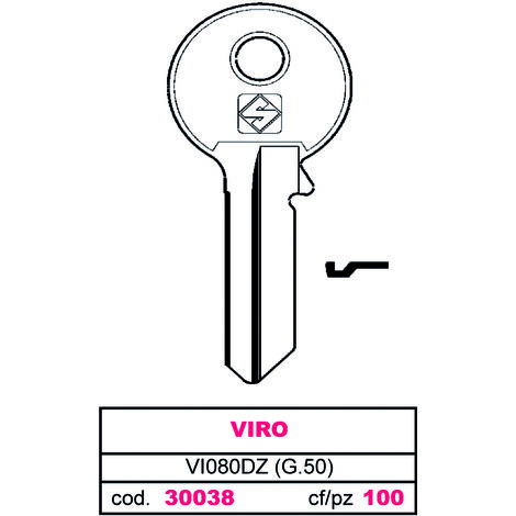 Silca CHIAVE SILKY OTTONE VI080DZ (G.VGB 1) VIRO 100.00 pz