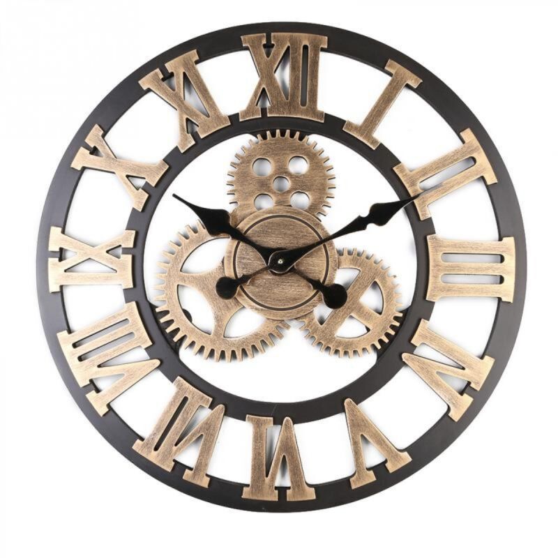 Ymyny Silencieux 3D Style européen rétro créatif Horloge Murale Industrielle engrenage Art personnalité Salon décoration Horloge 30cm