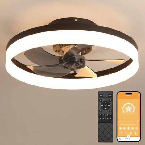 Silent 50cm Ceiling Fan, Ceiling Fan with Remote Control, 6 Speeds and Reversible Wind, Dimmable LED, 3 Optional Color Temperatures