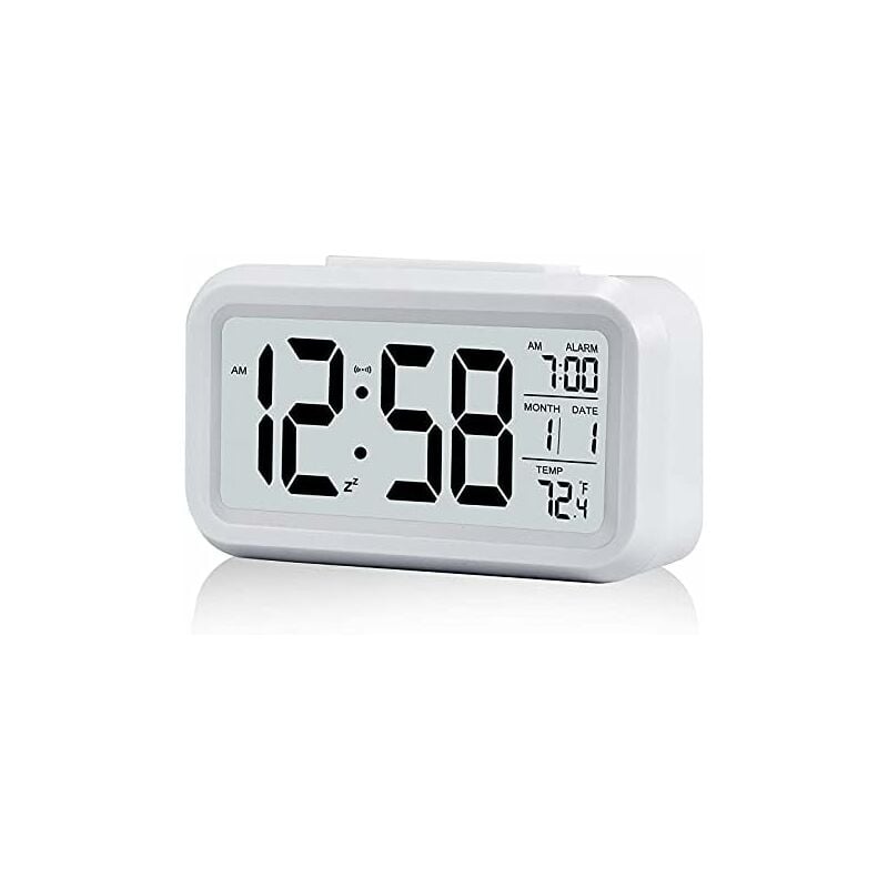 Héloise - Silent Alarm Clock, Battery Operated Digital Alarm Clock, Large Bright Display, Date Display, Calendar, Temperature, 12/24 Hours, Repeat