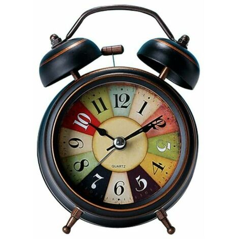 Silent Analog Alarm Clock, Non Ticking for Bedroom, Vintage Design, Dual Quartz Bell, Battery Operated