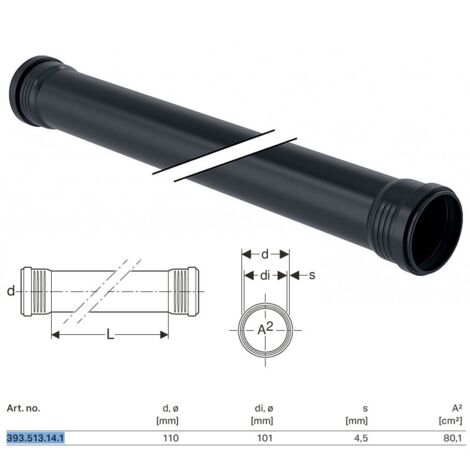 Silent-Pro tubo con 2 bicchieri ø110 x L.2000 mm 393.513.14.1