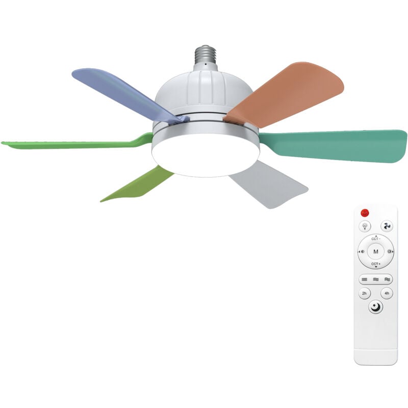Lifcausal - Ventilateur silencieux amovible à six pales, température de couleur réglable de 3000 k à 6500 k, avec télécommande, pour la maison, la