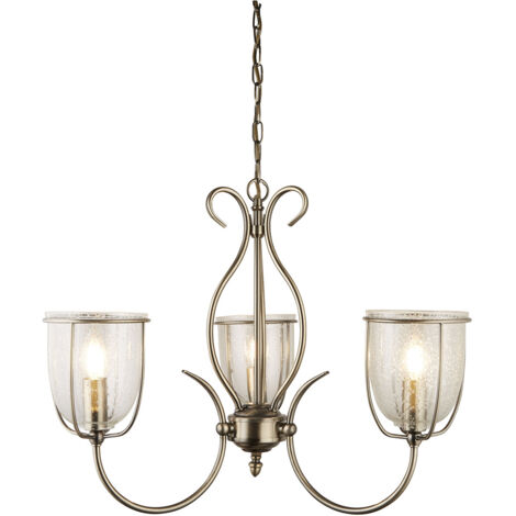 Silhouette 3Lt Pendant - Metallo ottone anticato e vetro seminato