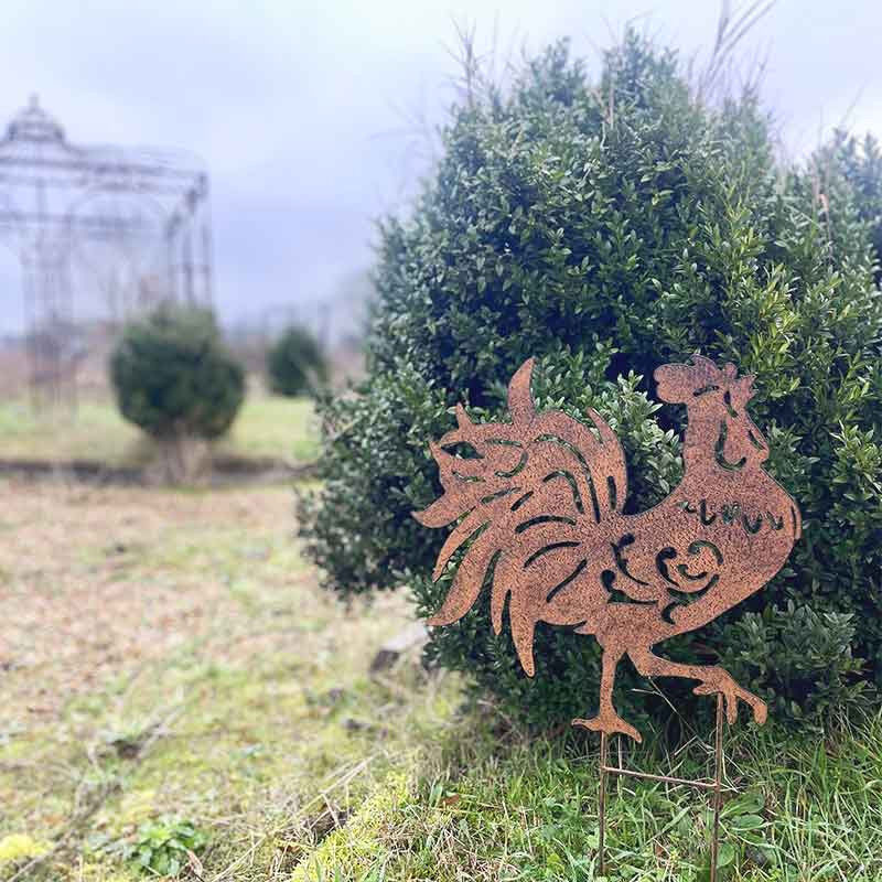 La Grande Prairie - Silhouette déco jardin coq 40x53cm