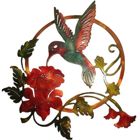 Silhouette doiseau en métal, Art Mural en Métal,Décoration Murale Ronde Tenture Murale pour Bureau à Domicile Salon Décoration Dhôtel(30x28cm) (Brun)