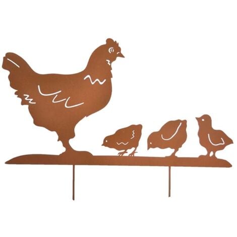 Silhouette poule avec poussins sur pique
